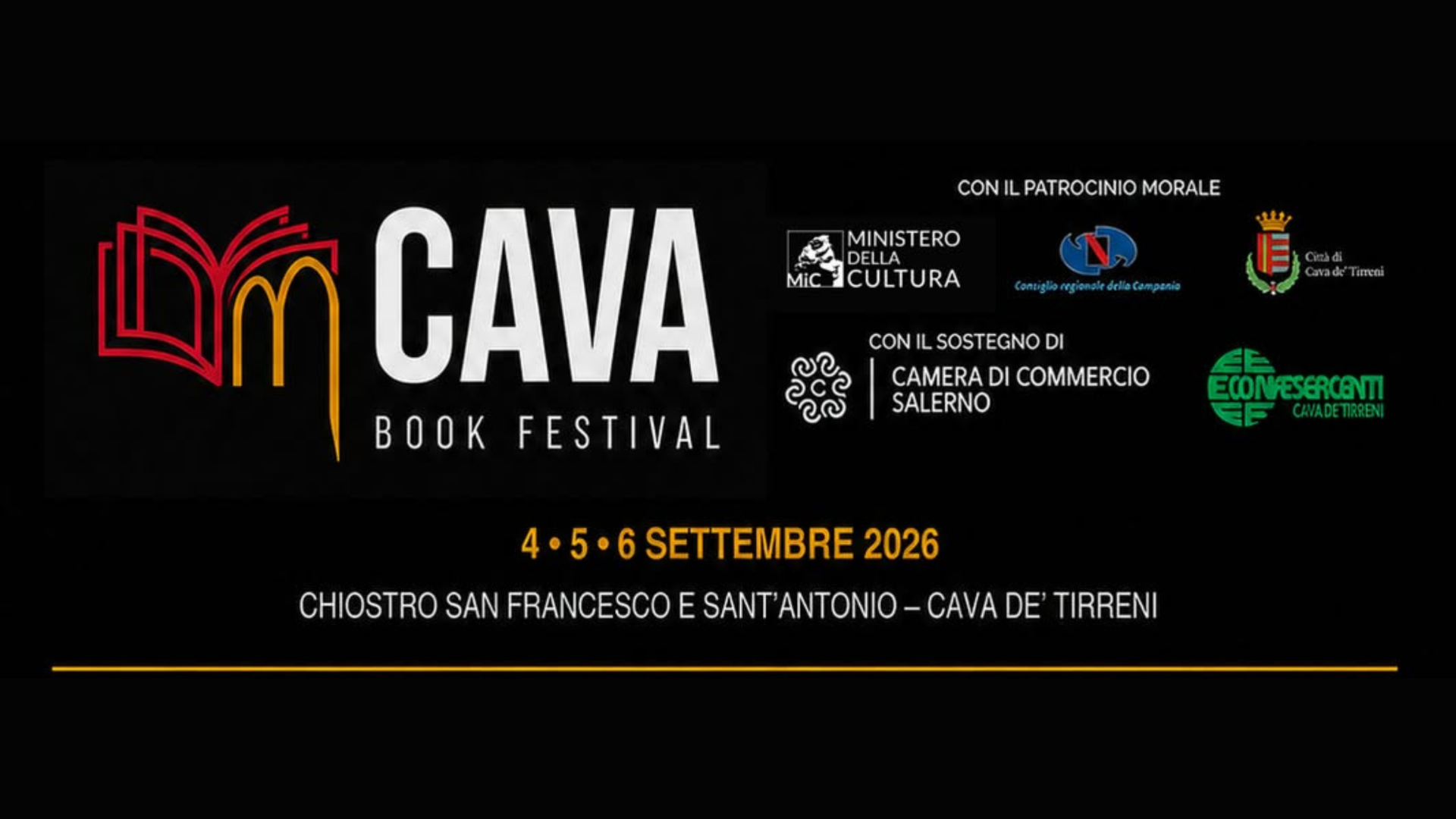 Locandina del Cava Book Festival dal 4 al 6 settembre 2026